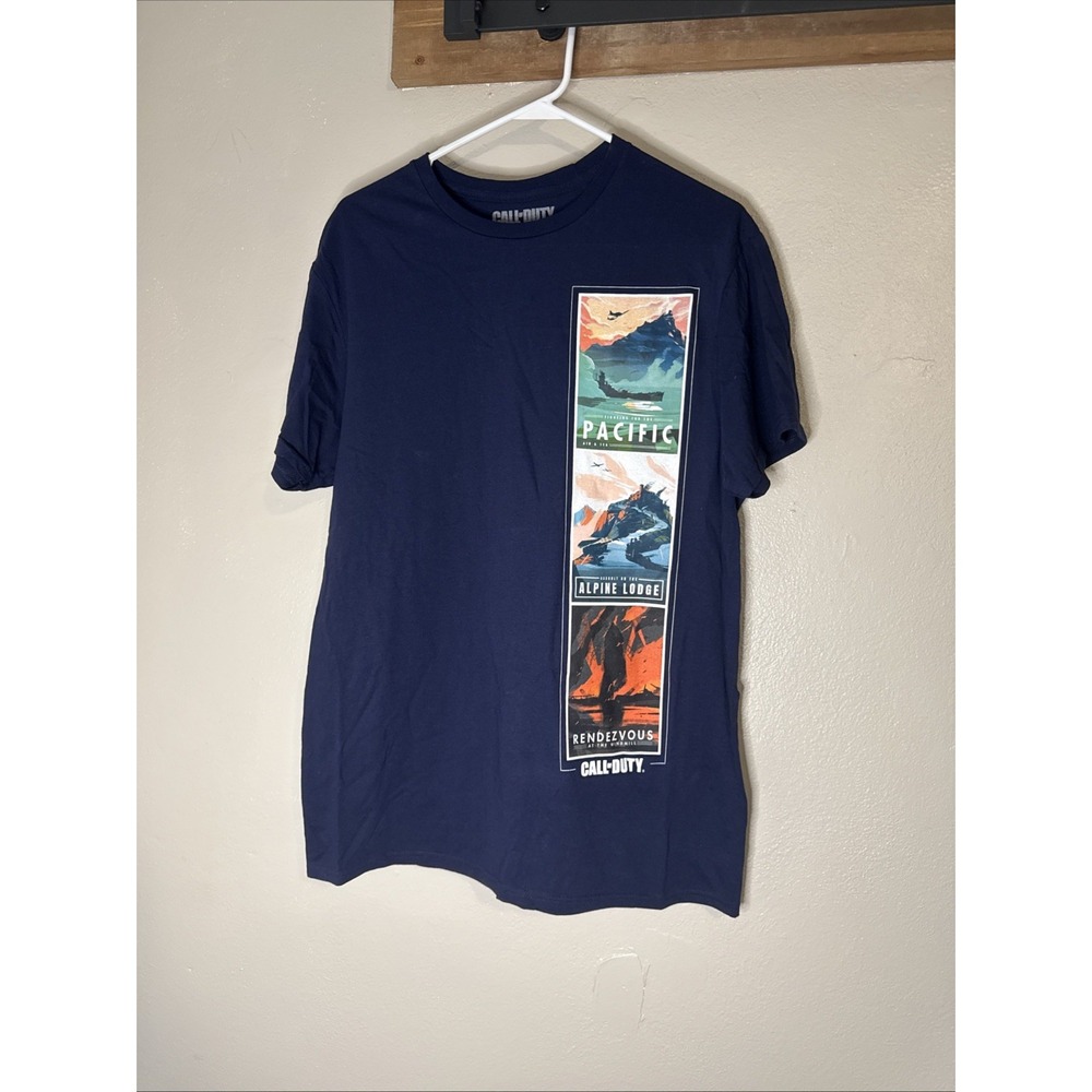 NWT Call Of Duty Vanguard T-Shirt‎ Men's Large Navy Blue Gaming Graphic Tee Stud